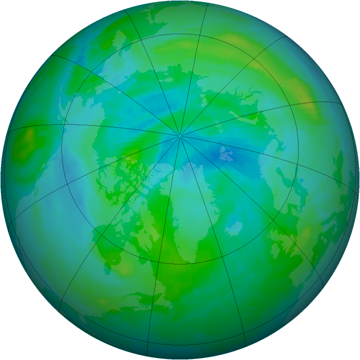 Arctic ozone map for 28 August 1996